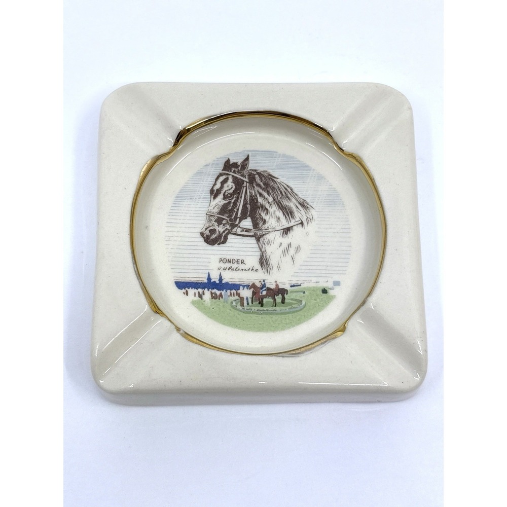 Vintage 1949 Ponder Kentucky Derby Horse Ashtray R H Palenske B&B Marking
